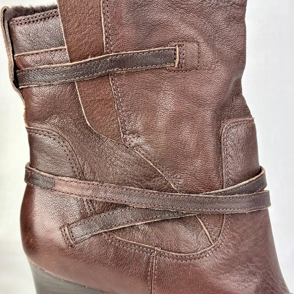 UGG Brown Ankle Booties with Chunky Heel and Buckle Details - Picture 7 of 16